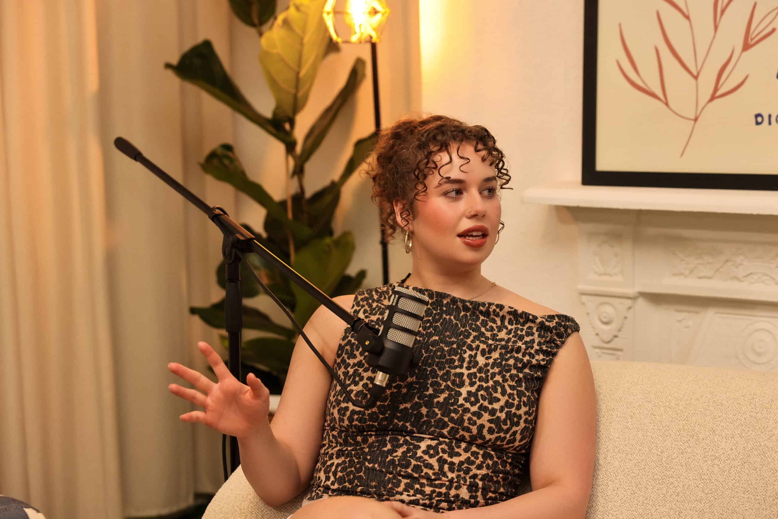 AOU Studio Hucknall podcast guest using a studio microphone